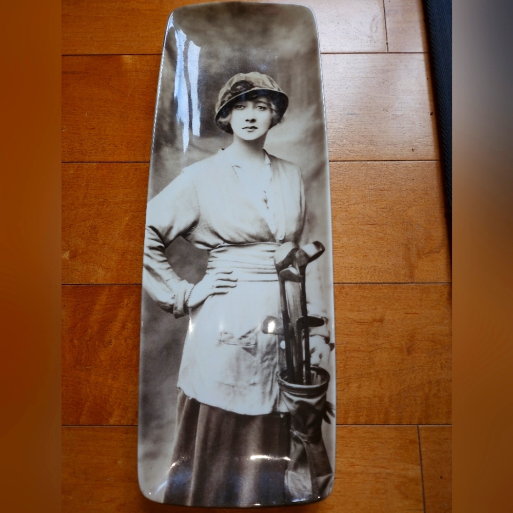 1920’S WOMAN GOLFER PLATTER WALL DECOR VAIL COLORADO FORE-WINTER LILLY